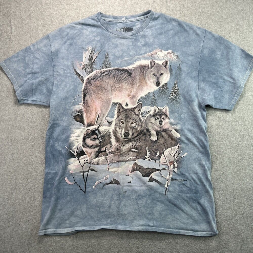 3D Tees 2017 The Mountain Wolf Print Graphic Shirt Large Blue Widlife Wolf Pack